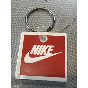 Rare Vintage Nike Swoosh Logo Square Rubber Promo Keychain Keyring